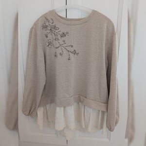 Matilda Jane Mori Kei Floral Eyelet Lace Layered Blouse Small